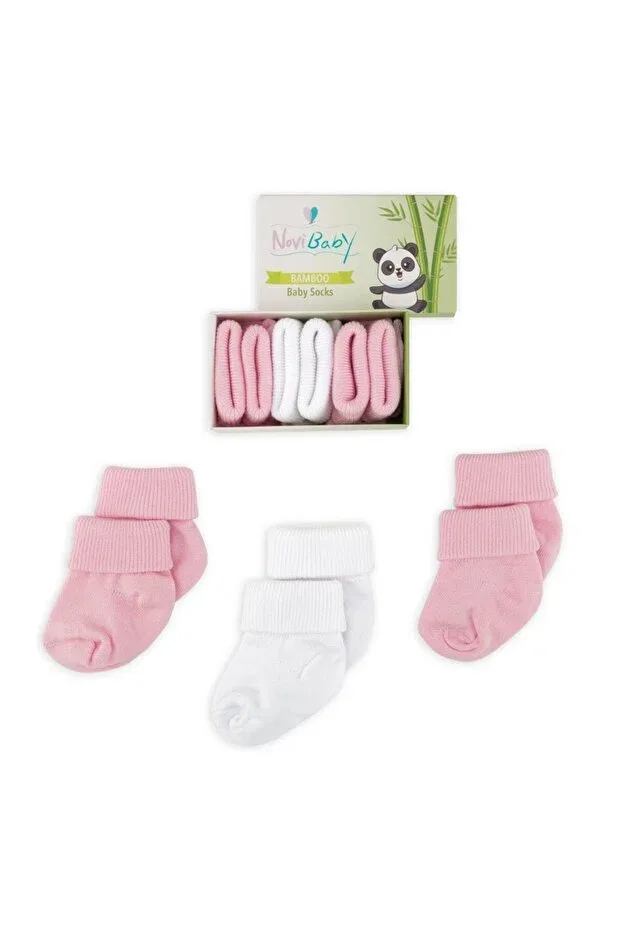 Детские носки для новорожденных из бамбука 3 пары New Year's Eve Glam Novibaby, Pinky — фото 4