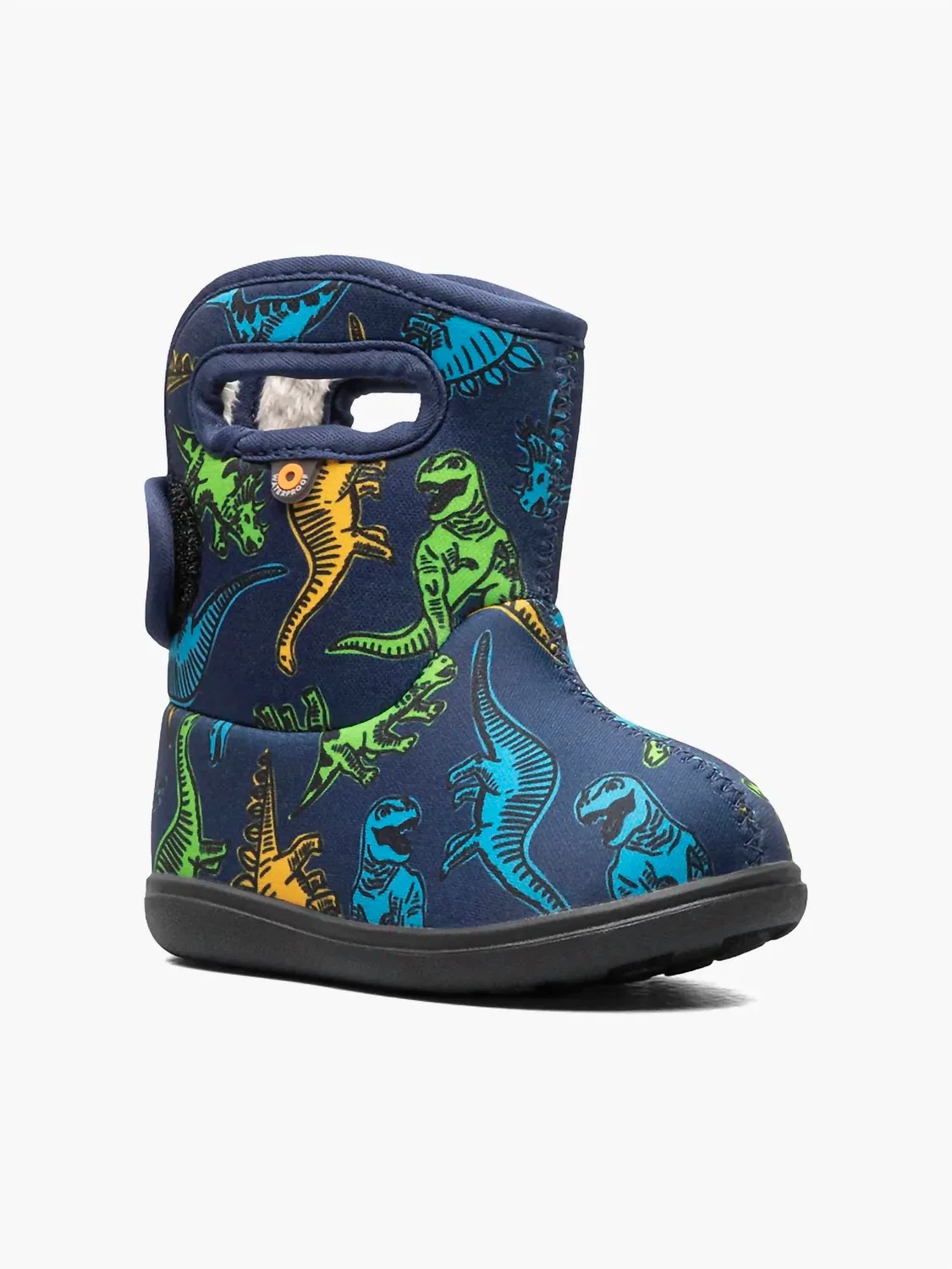 Детские сапоги для мальчиков непромокаемые с принтом динозавров Dinosaur Boots Bogs, темно-синий