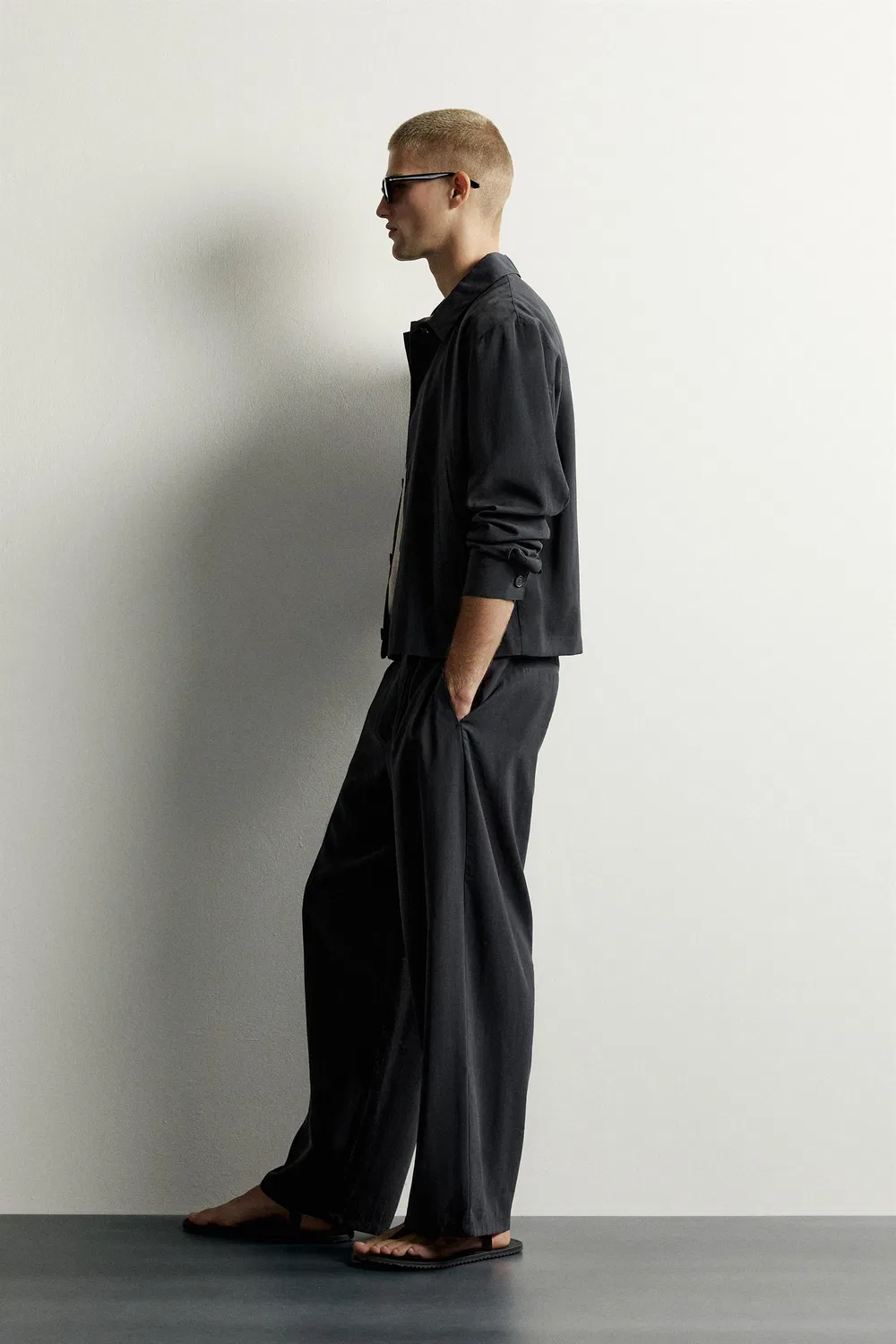 Рубашка свободного кроя ZARA, Black — фото 4