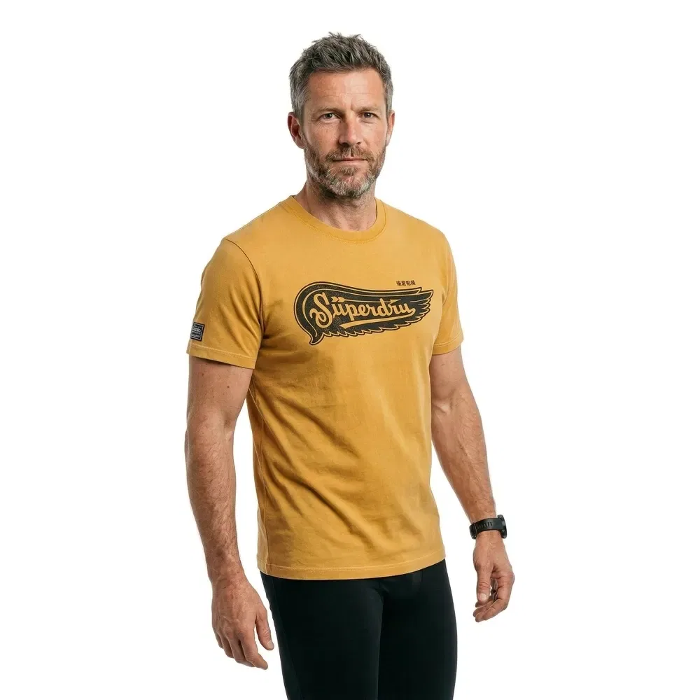 Мужская футболка с принтом Auto Logo Superdry, Yellow — фото 3
