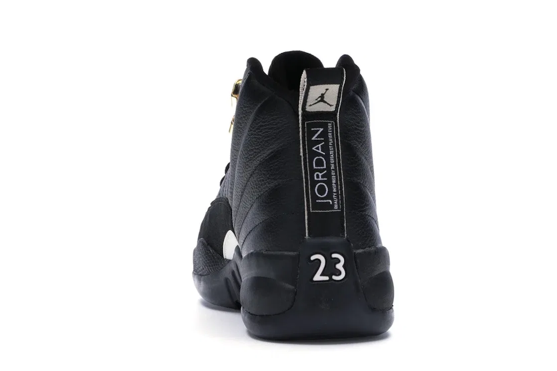Детские кроссовки с высоким верхом Jordan 12 Retro The Master Jordan, Black/Rattan-White-Metallic Gold — фото 4