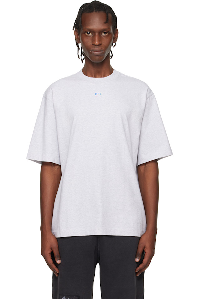 

Off-White Серая футболка с трафаретным логотипом скейтборда в виде стрелки