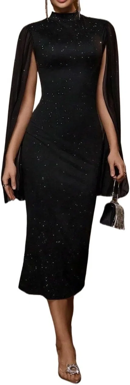 Женское платье с воротником-стойкой Bodycon, Black