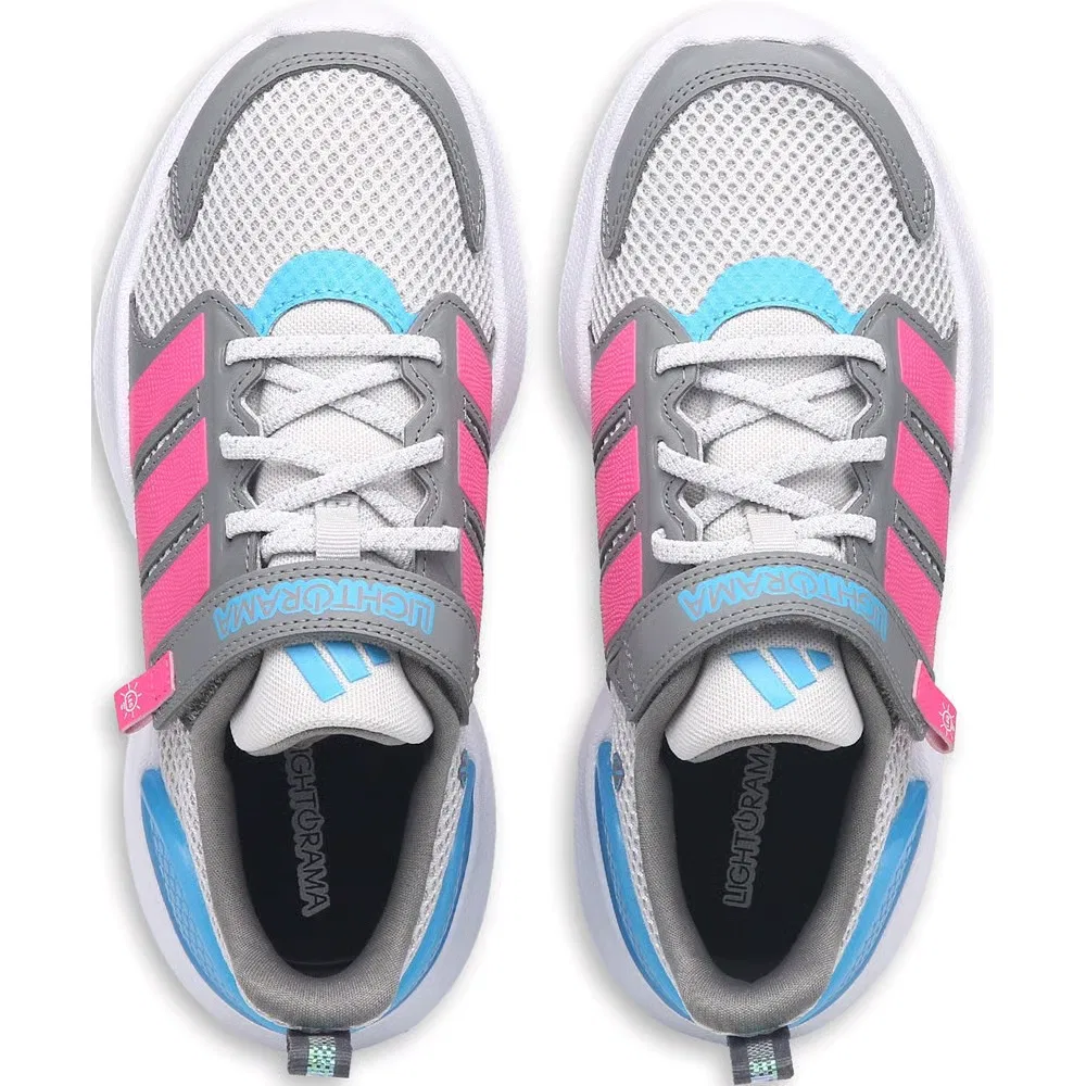 Детские кроссовки Lightorama Runner на эластичных шнурках Adidas, Grey/Pink/Blue — фото 4