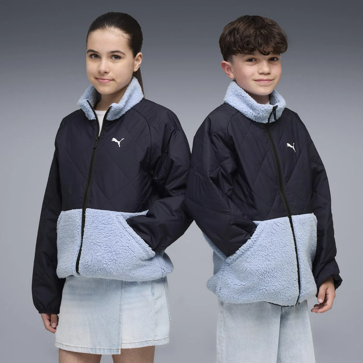 Детское утепленное пальто-стеганая куртка Relaxed Steppjacke Puma, Navyblau — фото 2