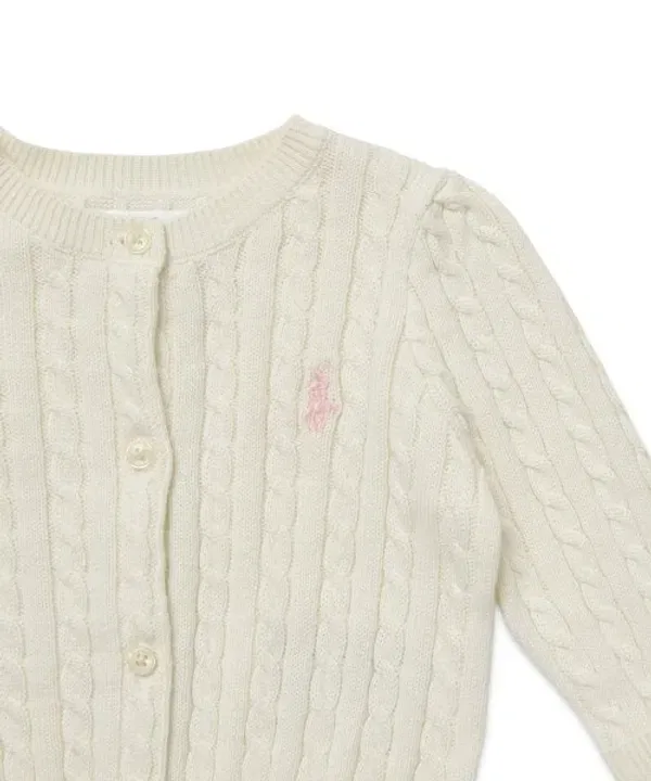 Кардиган из хлопка, кабельная вязка, Polo Ralph Lauren Children, слоновая кость — фото 4