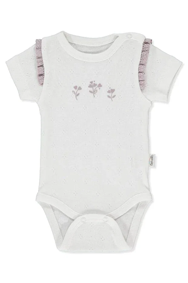 Детское боди с коротким рукавом Lace-Like Knit Short Sleeve Body Ay (Nature) Bebetto, Purple