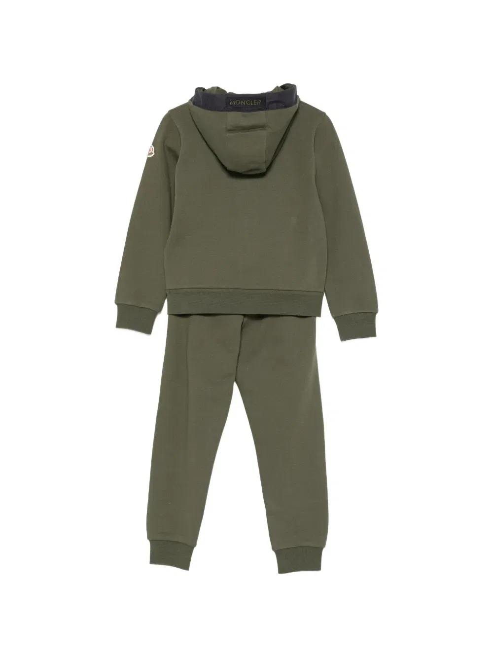 Спортивный костюм на молнии с нашивкой-логотипом Moncler Enfant, зеленый — фото 2