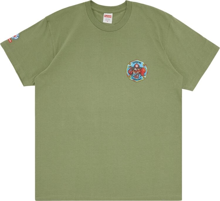 

Футболка Supreme FDNY Engine 9 Tee 'Light Olive', зеленый