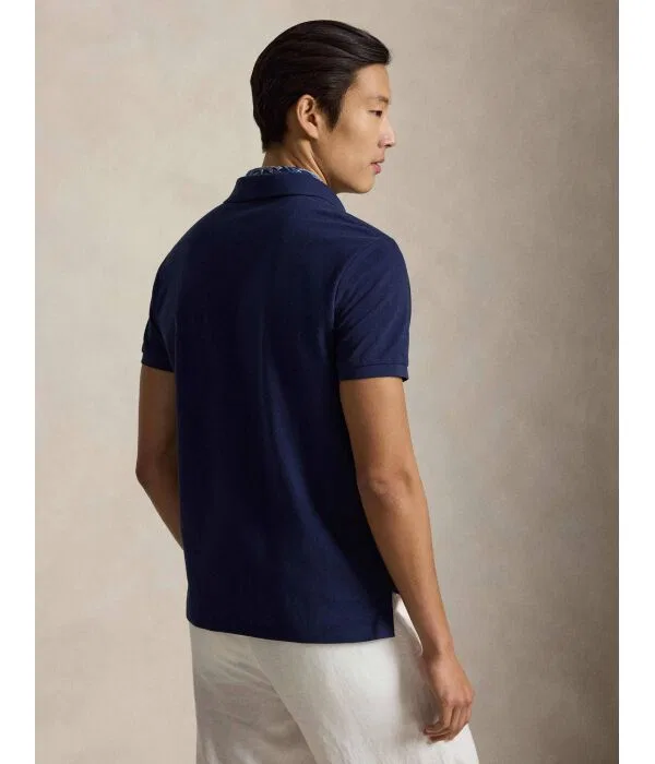 Мужское поло Custom Slim Fit Polo Ralph Lauren, Blu Marino — фото 3