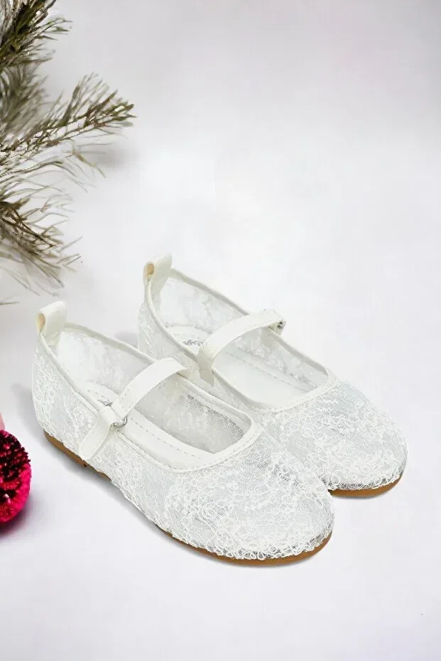 Детские балетки для девочек без каблука Ponchiq, White