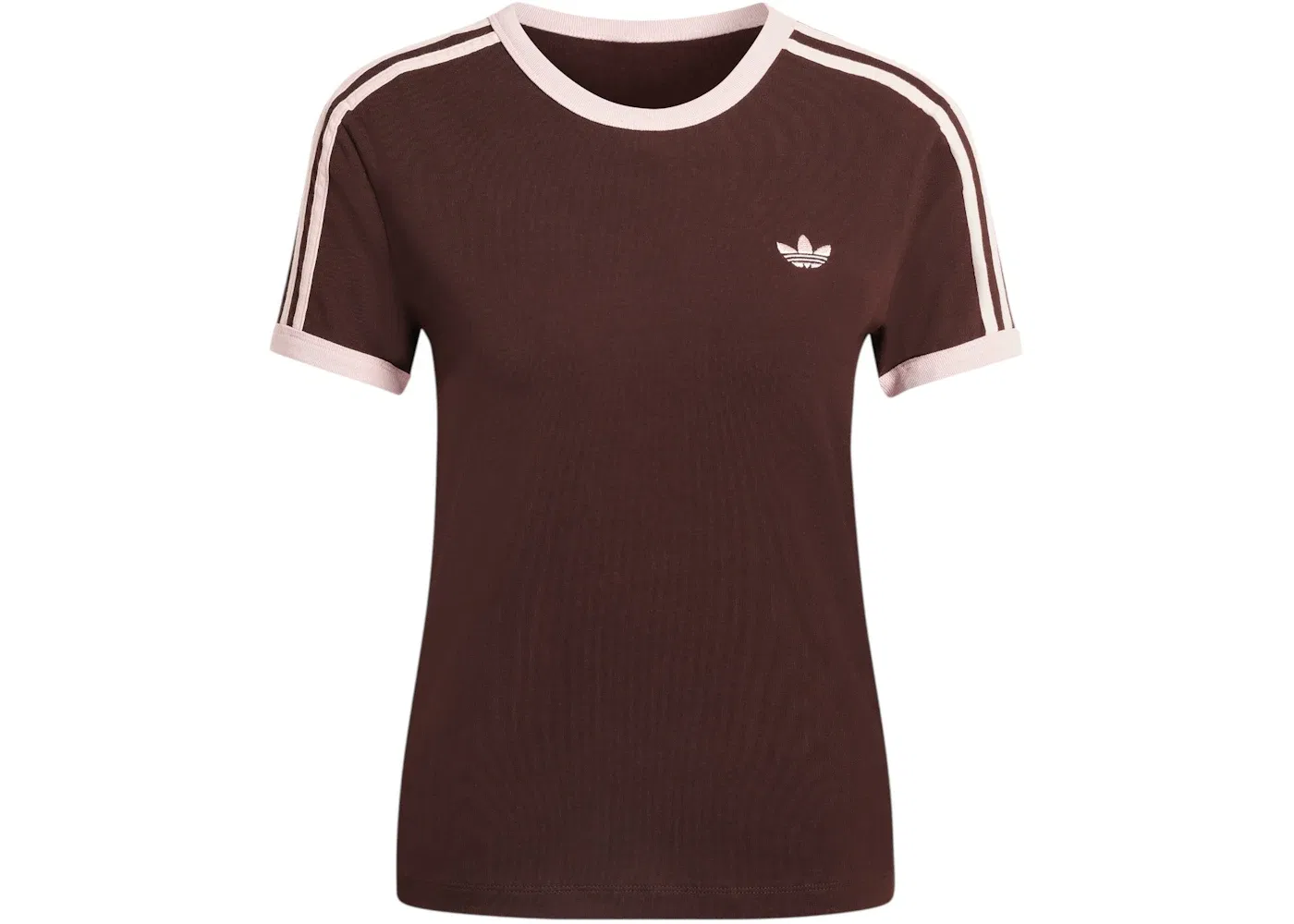 Женская футболка с принтом 3-Stripes Slim Tee Adidas, Aurora Coffee/Sandy Pink