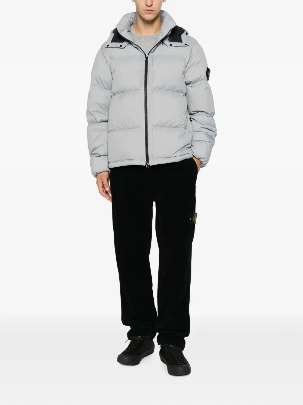 Утепленная куртка с капюшоном из матового рипстоп-кордуры Stone Island, серый — фото 2