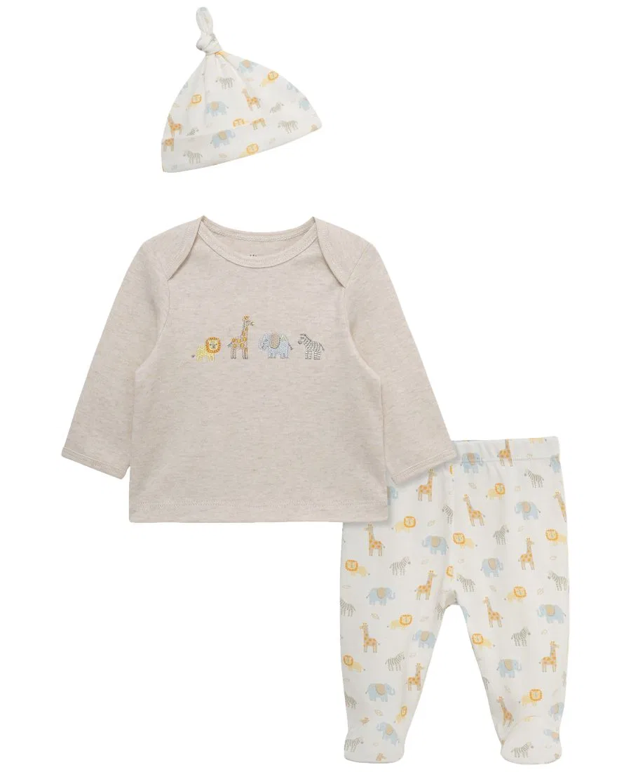 Комплект из 3 предметов для малышей Jungle Pals Little Me, Oatmeal