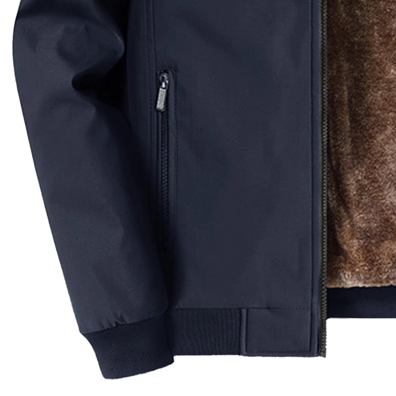 Мужское зимнее пальто с флисовой подкладкой на молнии, Blue fleece — фото 4