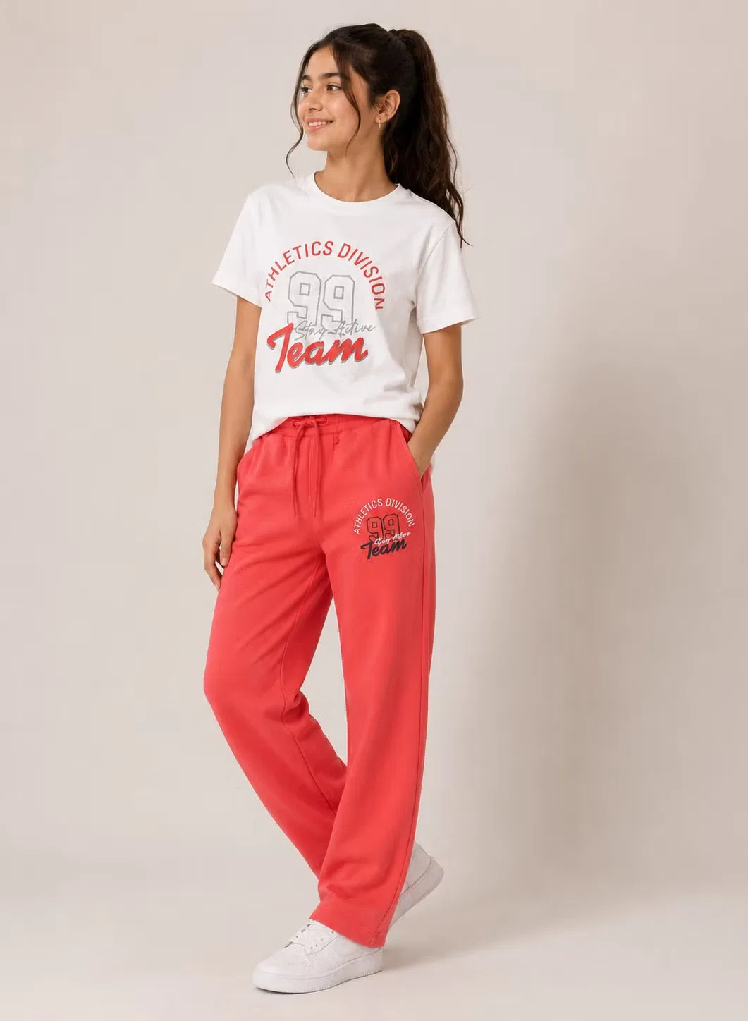 Комплект из 2 предметов с принтом-слоганом, модель Slogan Print Top with Matching Bottom, Victor And Jane, белый — фото 2