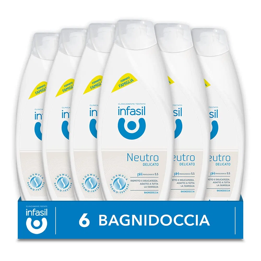 Гель для душа Neutral Gentle Body Wash, Infasil, набор 6x500 мл, Unscented