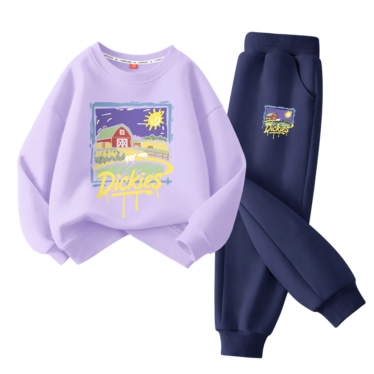 Детский комплект из футера с принтом Dickies, Suno Art Taro Purple/Suno Art K Navy Blue