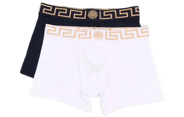 Мужской комплект боксеров с поясом Greca, Marine Blue+White, VERSACE