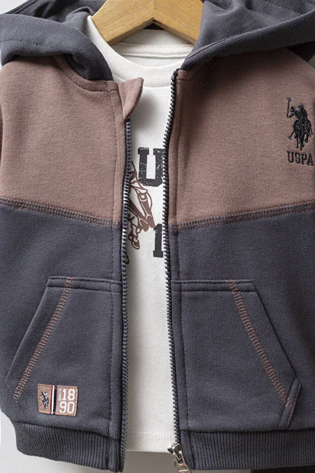 Детский комплект для мальчиков с принтом U.S. Polo Assn., Smoked — фото 3