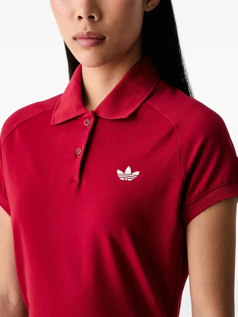 Мини-платье-поло с вышитым логотипом Adidas, красный — фото 4
