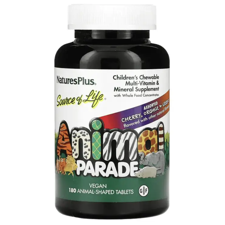 

Витаминный комплекс мультивитамины для детей, Source of Life, Animal Parade, в асс, 180 таб, NaturesPlus