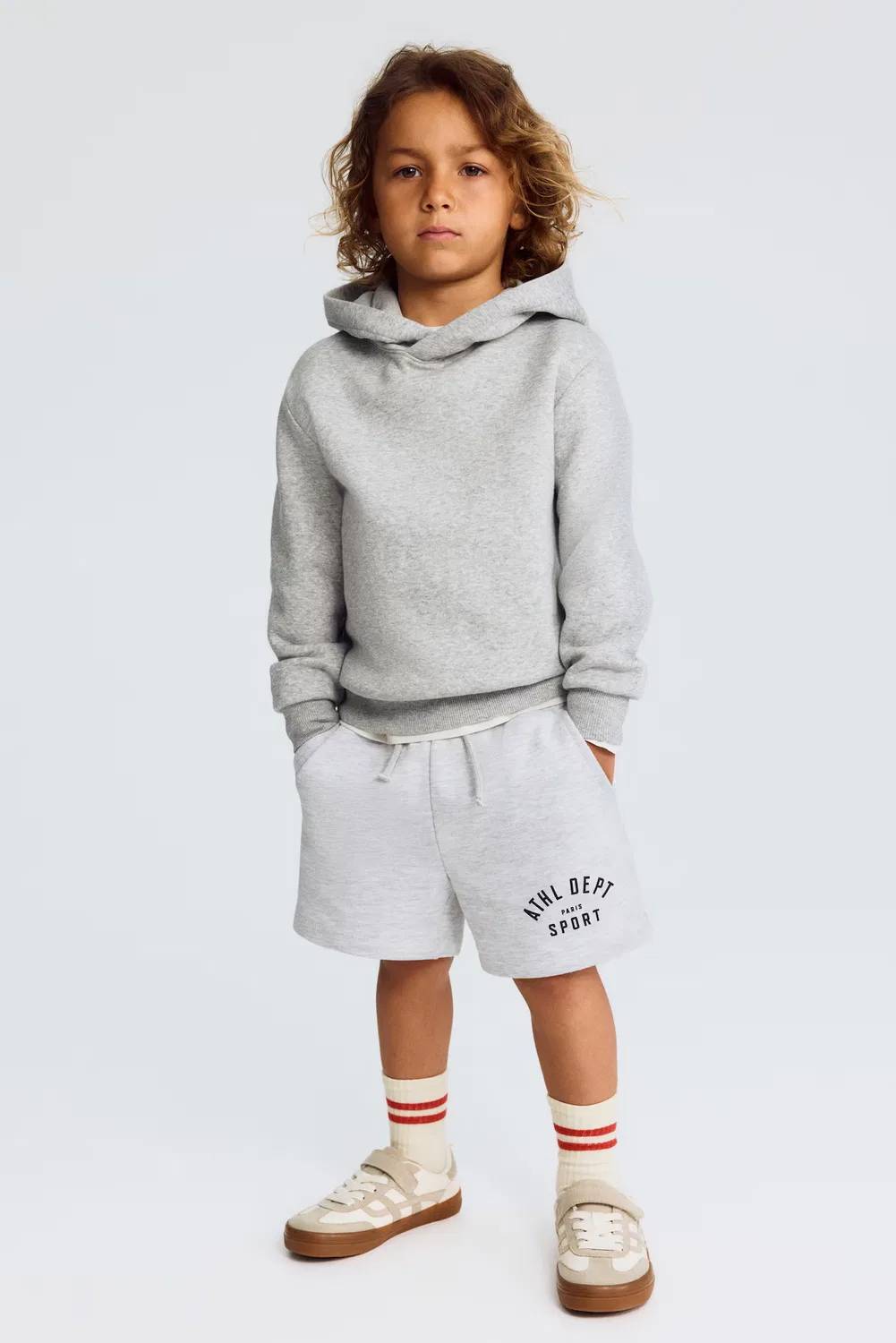 Шорты из хлопчатобумажной ткани, используемой для толстовок H&M, Hellgraumeliert/Athl Dept
