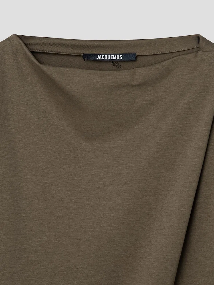 Топ без рукавов с асимметрией JACQUEMUS, Dark Khaki — фото 3