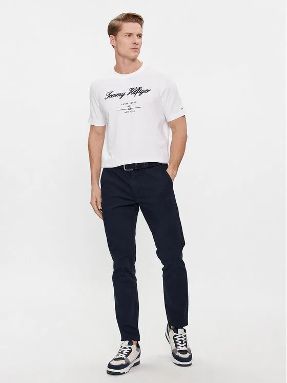 Футболка regular fit Script Logo Tee Tommy Hilfiger, белый — фото 2