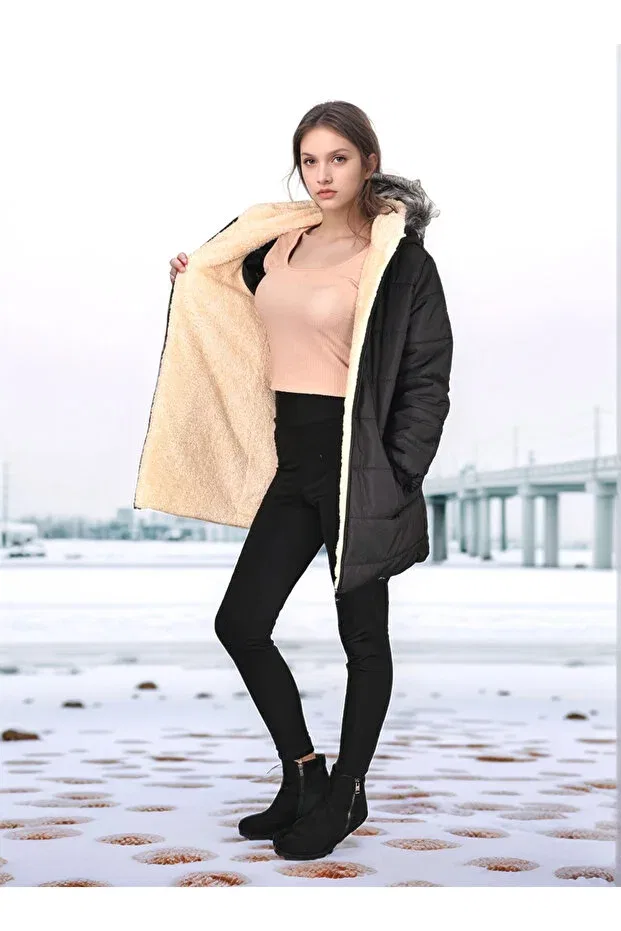 Детское зимнее пальто для девочек с длинным рукавом Pantulux, Black — фото 4