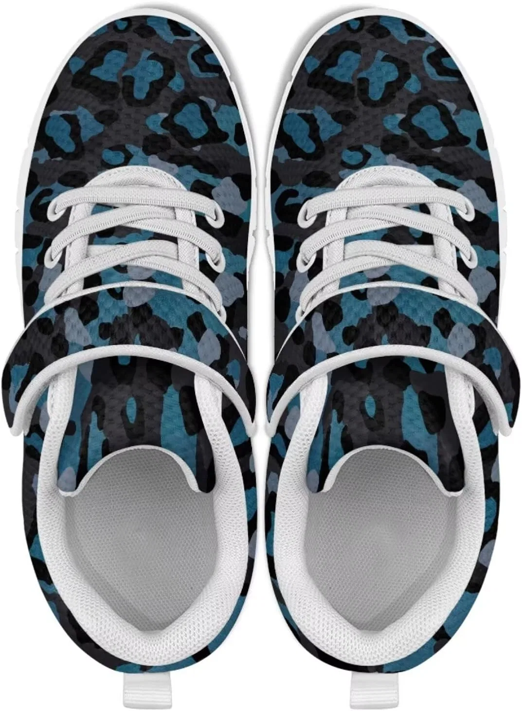 Детские кроссовки с принтом коровы Howilath, Black Blue Leopard Print — фото 4