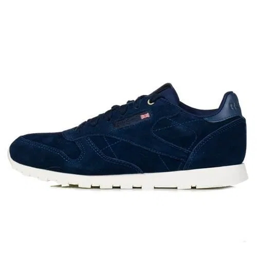 Детские кожаные полуботинки на шнуровке Reebok CL Leather Mcc, Navyblau — фото 2