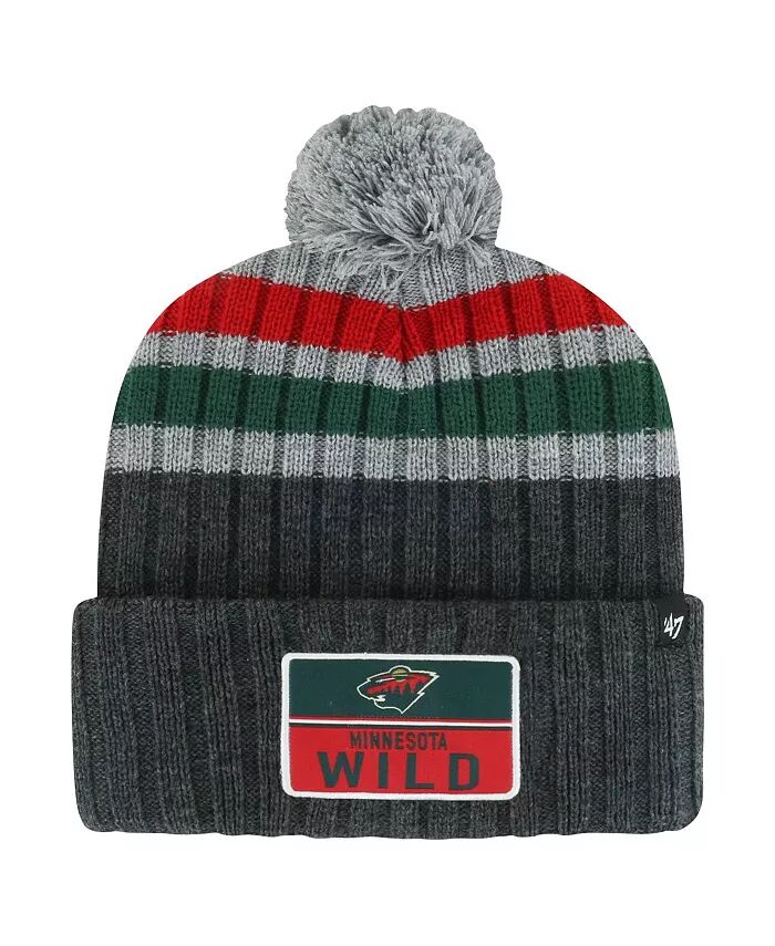 

Мужская серая вязаная шапка с манжетами и помпоном Minnesota Wild Stack '47 Brand, серый