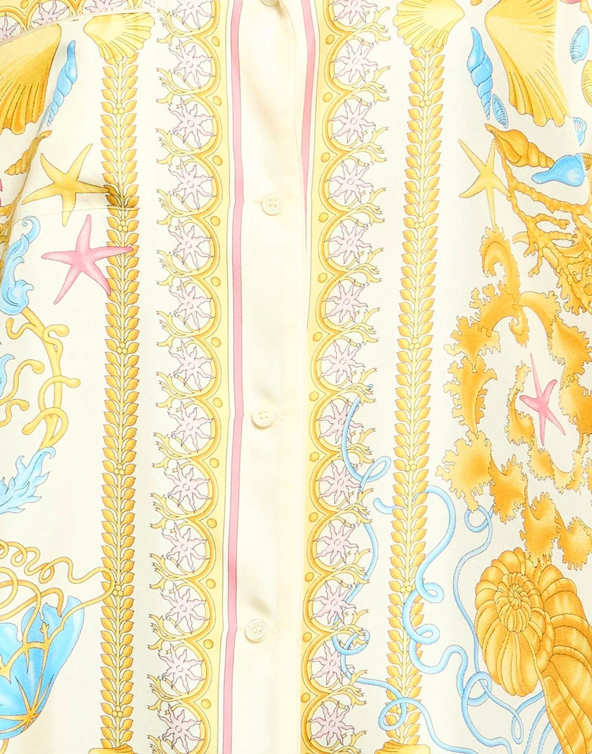 Женская рубашка из шелка с коротким рукавом Versace, желтый — фото 4