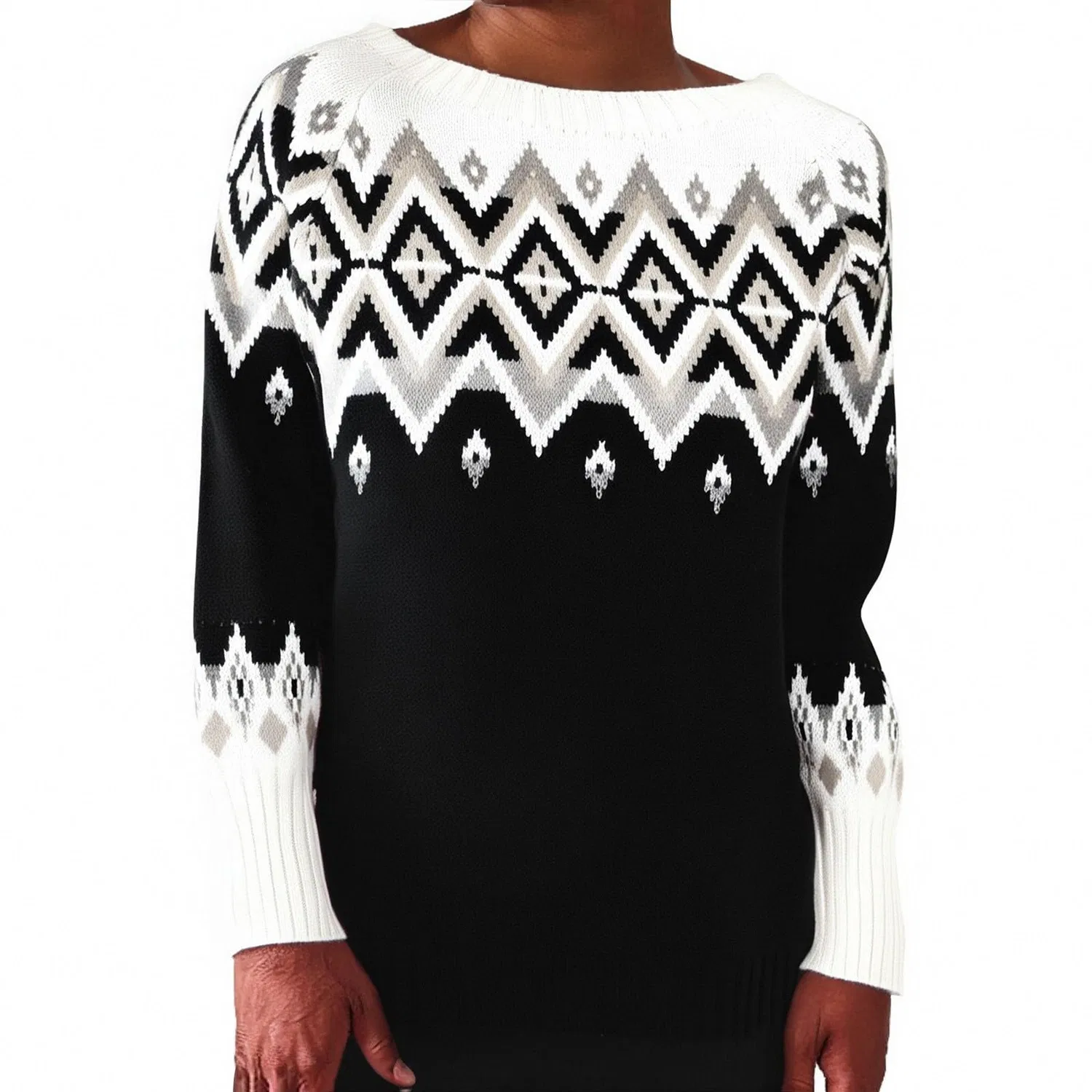 Женский свитер свободного кроя с принтом Icelandic Sweater, Black