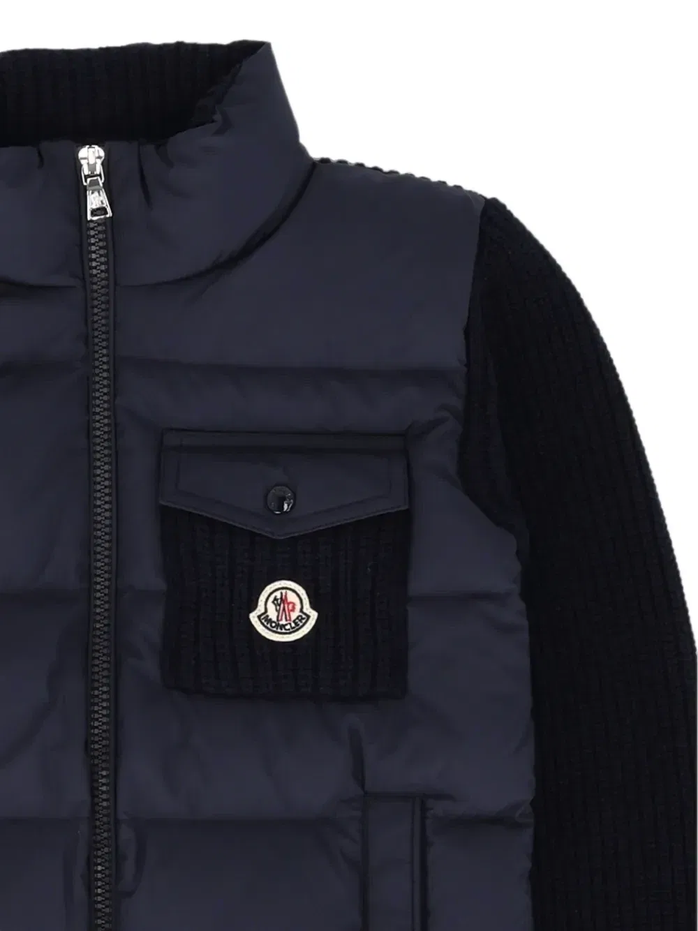 Утепленный кардиган в рубчик Moncler Enfant, синий — фото 3