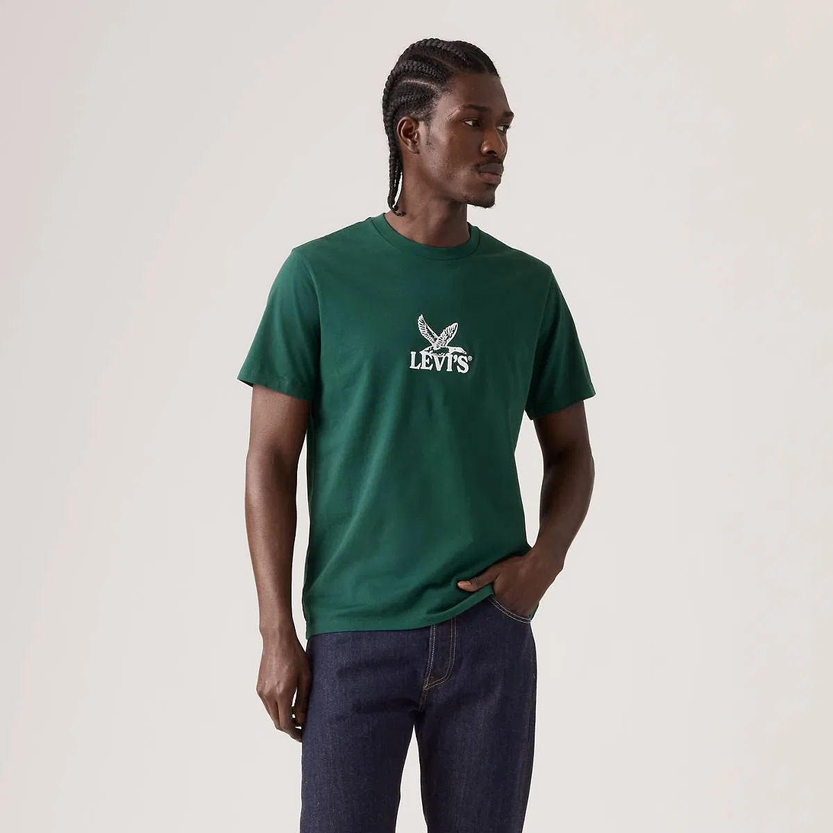Классическая стандартная футболка с графическим принтом Levi's, Duck Emb Ponderosa Pine - Green — фото 3
