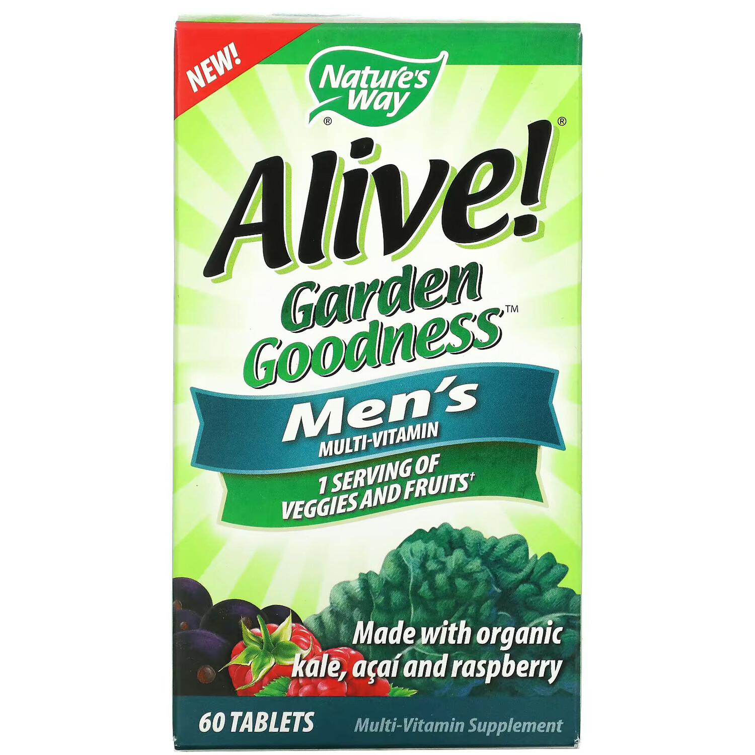 

Мультивитамины Nature's Way Alive! Garden Goodness для мужчин, 60 таблеток