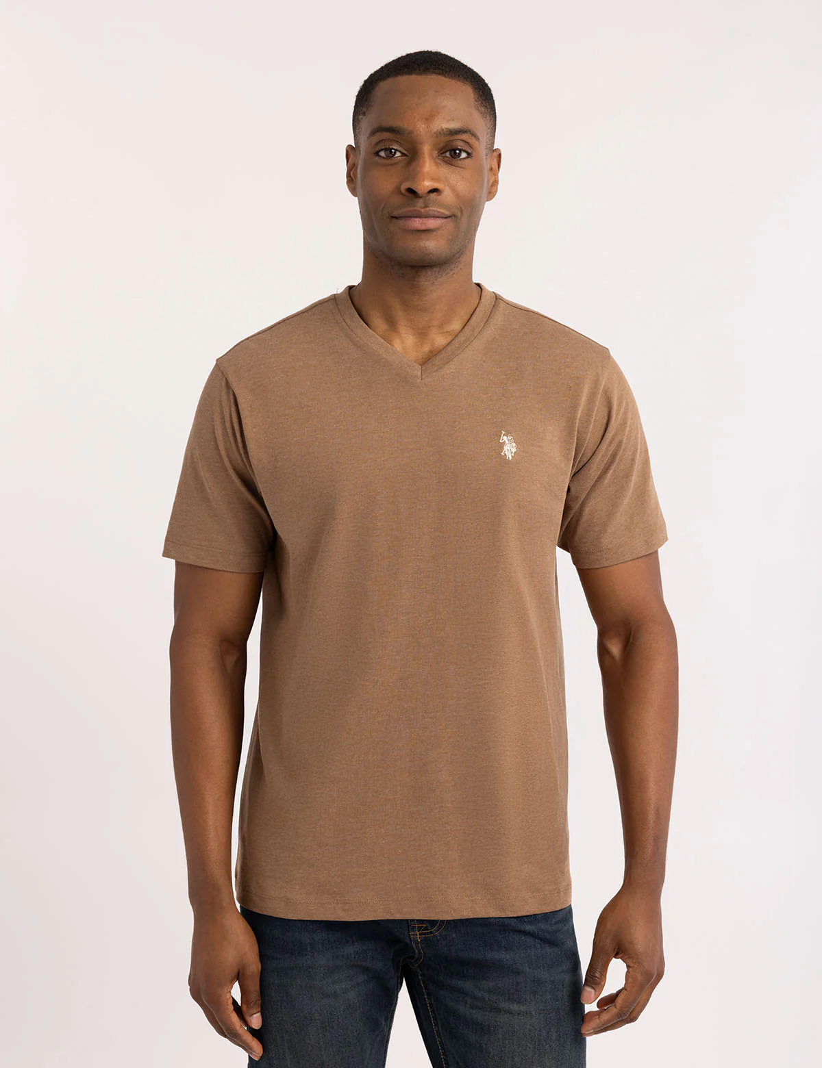 

Футболка-поло U.S. Polo Assn Solid V-neck, коричневый