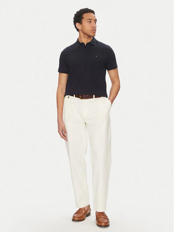 Поло regular fit Vertical Tommy Hilfiger, темно-синий — фото 2