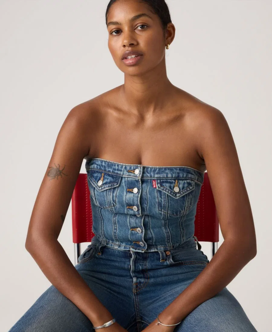Топ без рукавов из денима с квадратным вырезом Levi's, All Over Blue — фото 2