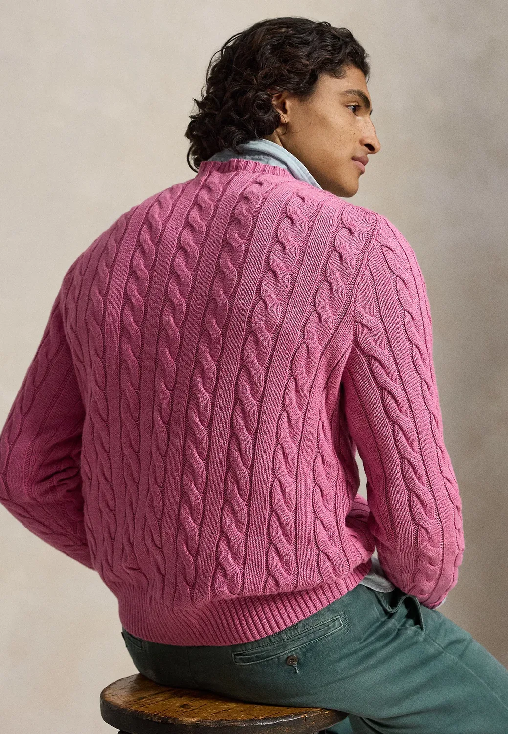 Хлопковый свитер крупной вязки - джемпер Polo Ralph Lauren, Thulian Pink Heather — фото 3