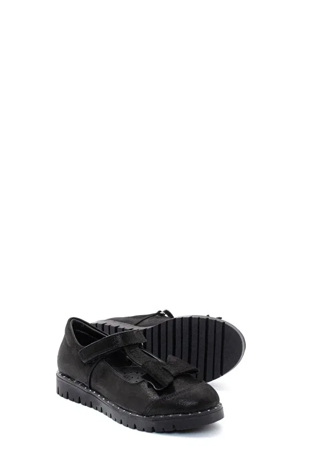 Детские повседневные туфли для девочек из сатина Ayakkabıhane, Black Satin — фото 2