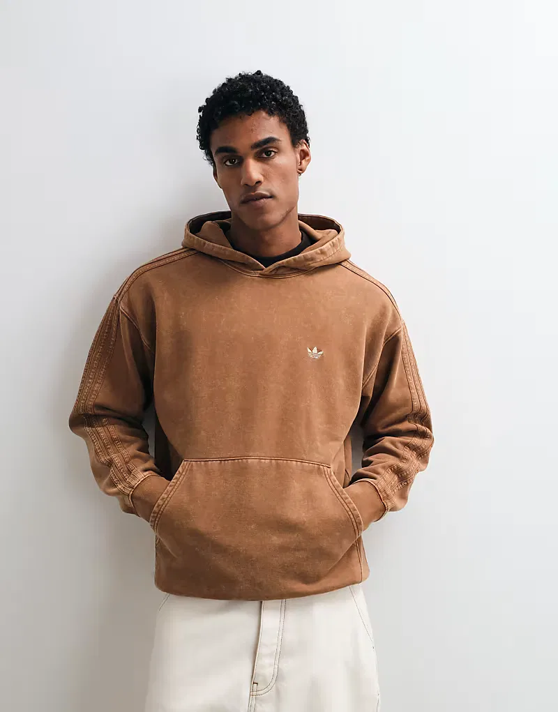 Худи Adidas Essentials с тремя полосками, выцветшего, коричневый