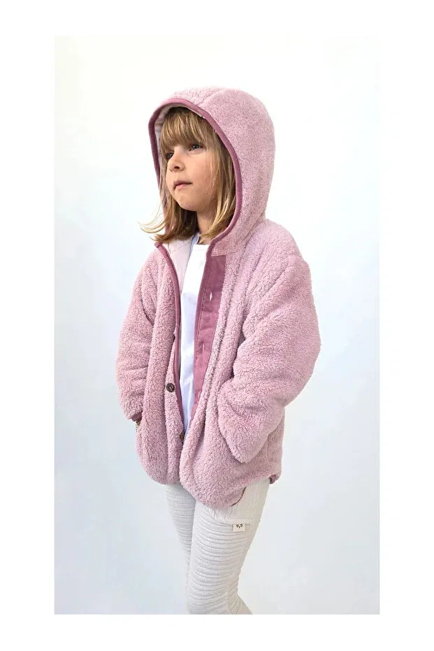 Розовая куртка с капюшоном на подкладке из искусственного меха My Lorin Kids Store — фото 3