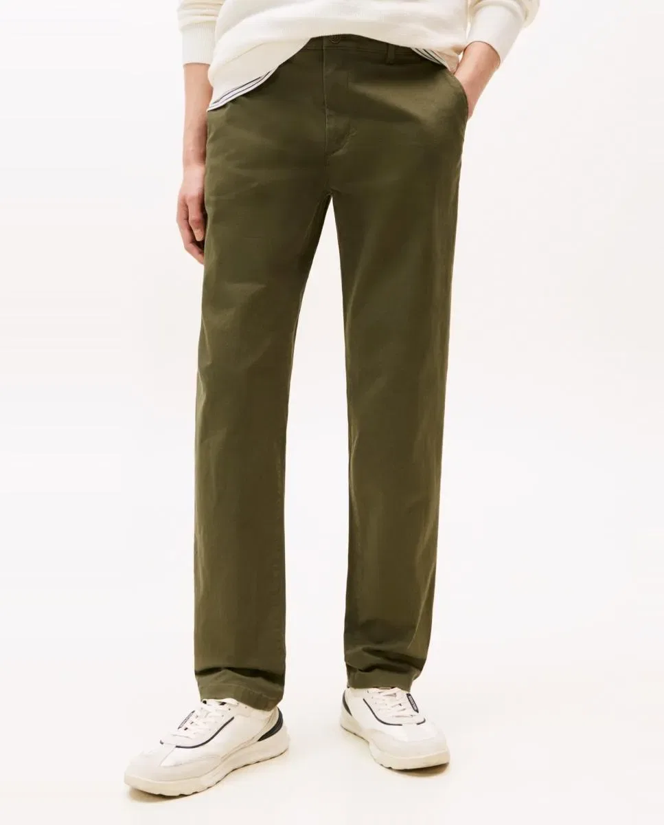 Мужские классические брюки чинос с зауженным кроем Denton Slim Tommy Hilfiger, Verde Militar — фото 2