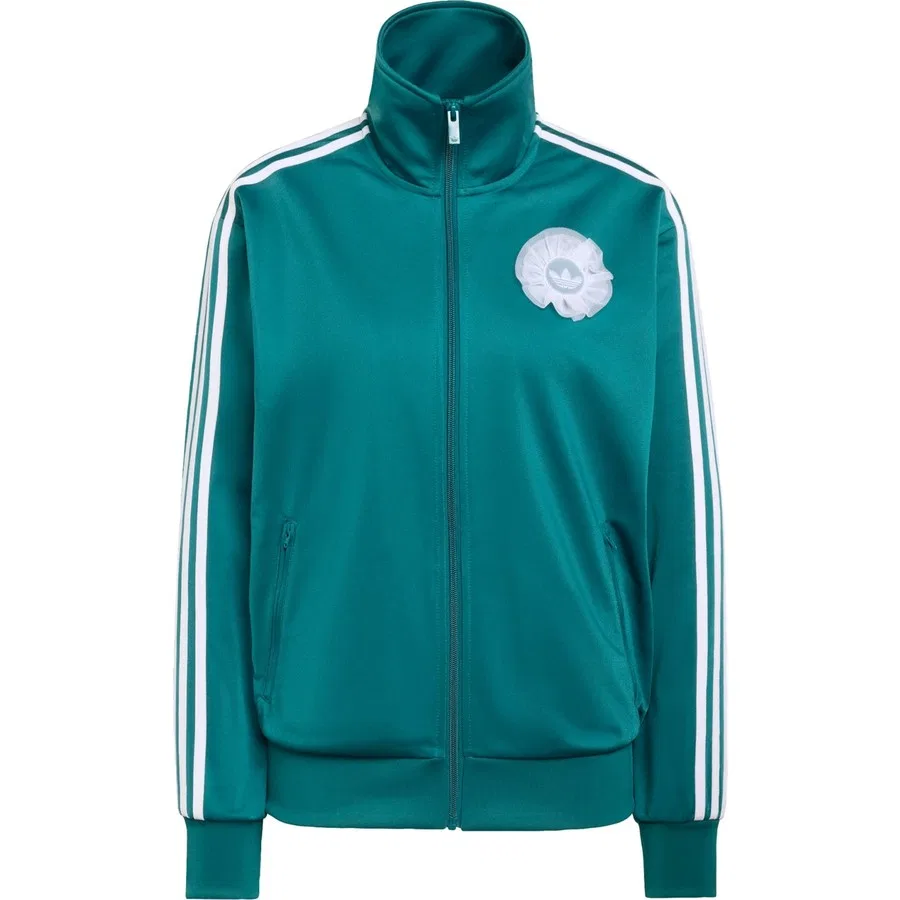 Женская куртка-худи с кружевным логотипом Adidas Originals, Бирюзовый — фото 3