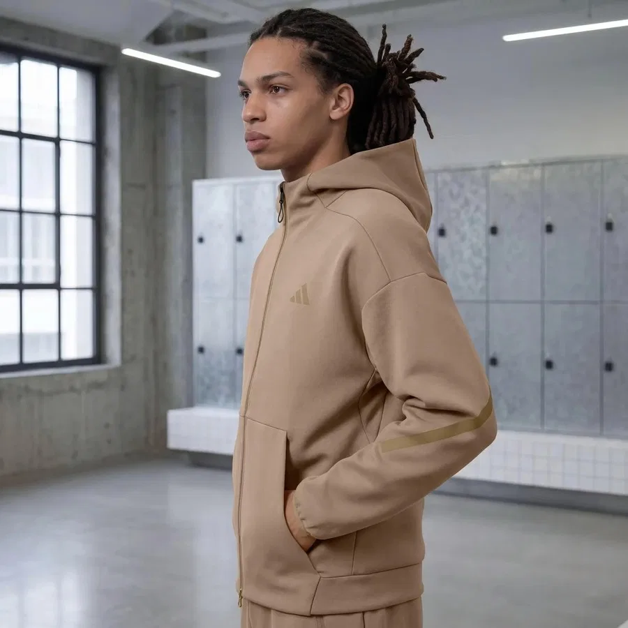 Свитшот с капюшоном и молнией Z.N.E. Full Zip adidas, Коричневый — фото 2