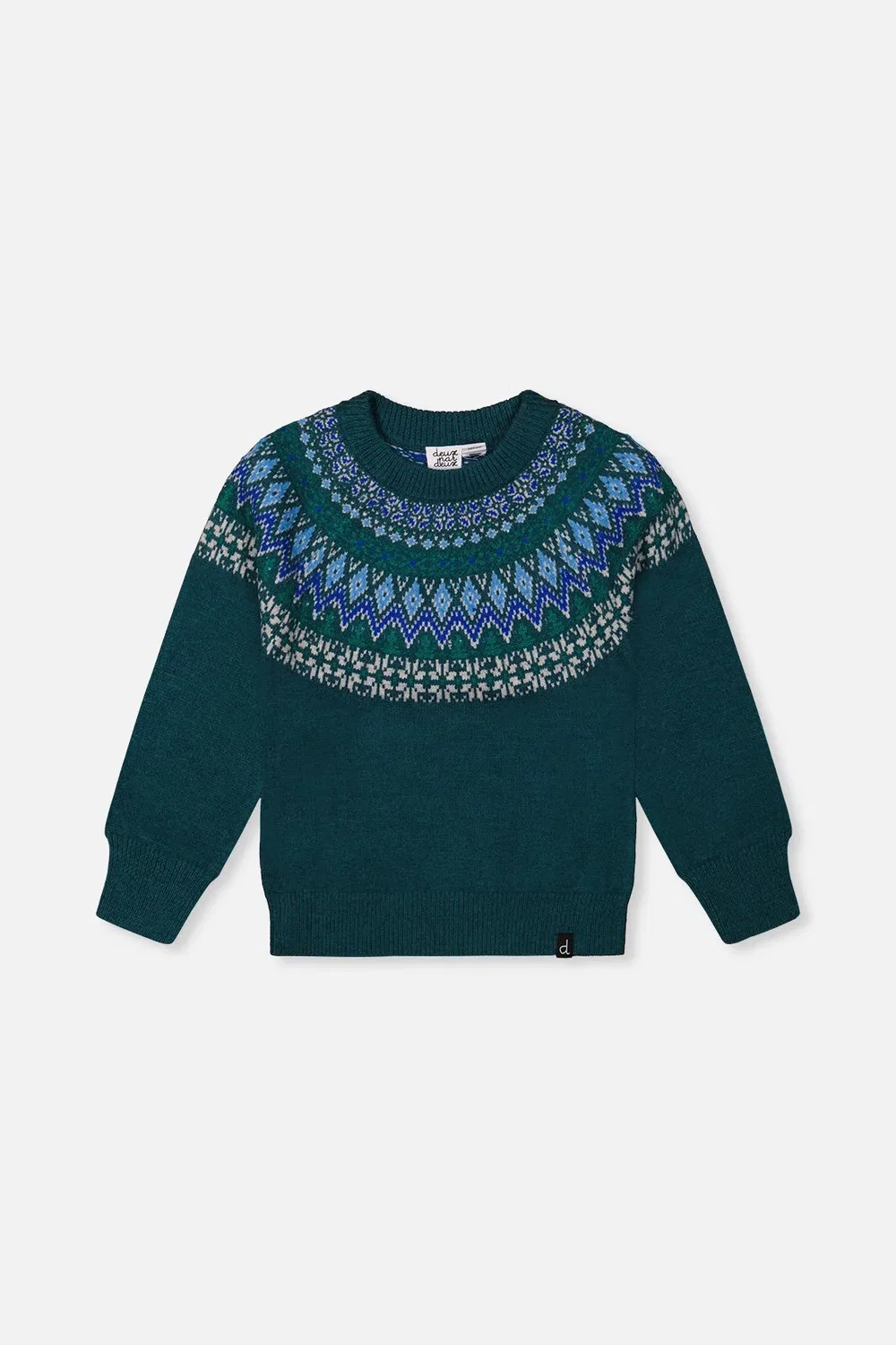 Детский свитер с длинным рукавом Nordic Jacquard Deux par Deux, Dark Green