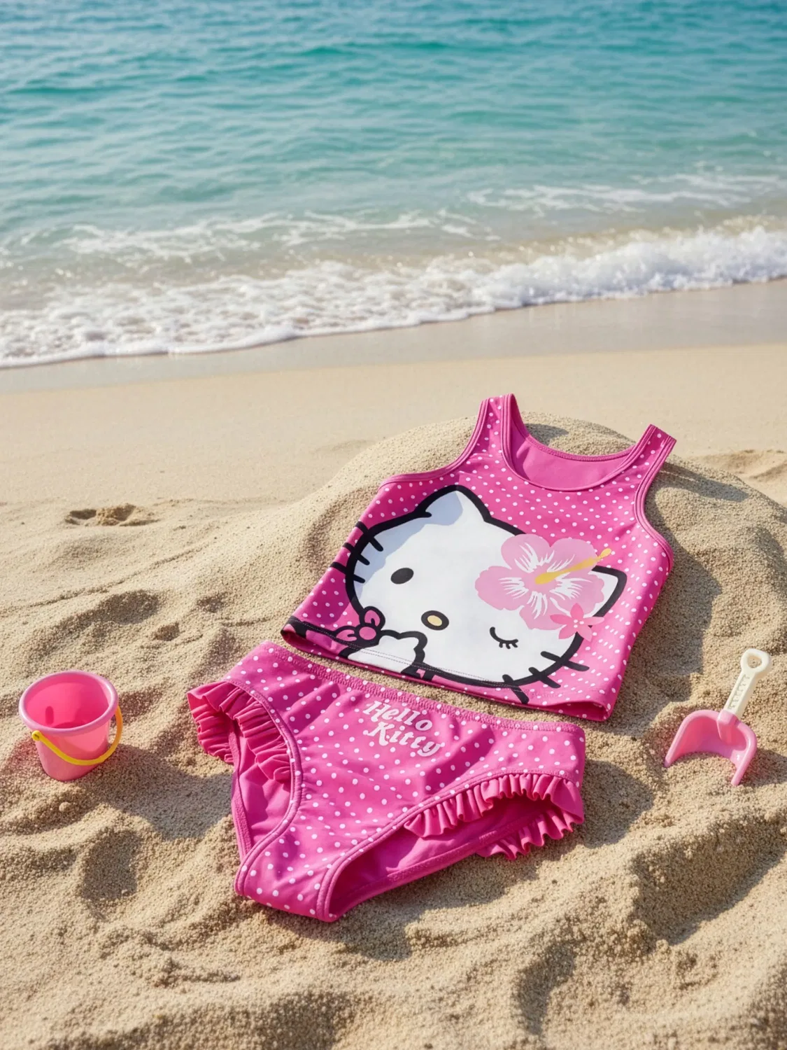 Купальник танкини с рюшами Hello Kitty, розовый — фото 2